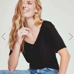 Splendid Black Everly Slub V-Neck Tee Medium – New with Tags